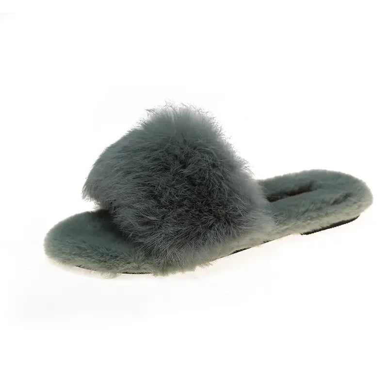 Candy Color Plush Slippers for Fashionable Outer Wear