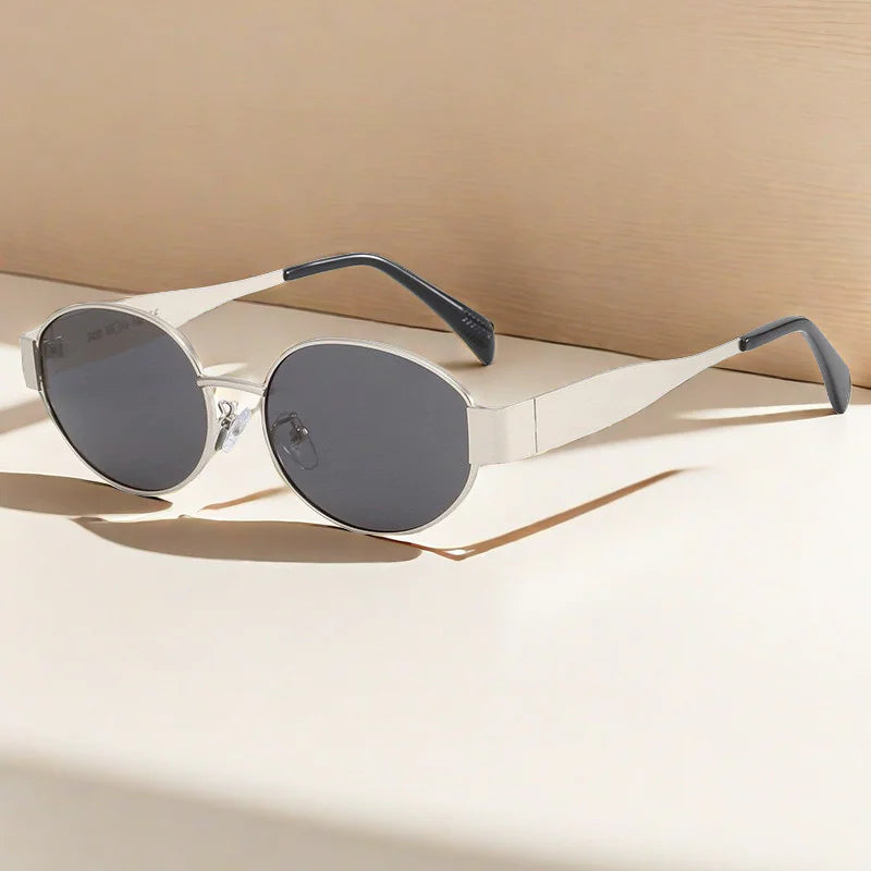 Women's Oval Metal Vintage Sunglasses