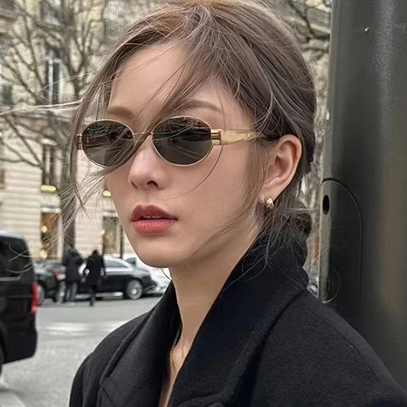 Women's Oval Metal Vintage Sunglasses