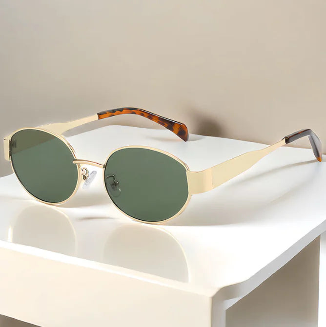 Women's Oval Metal Vintage Sunglasses