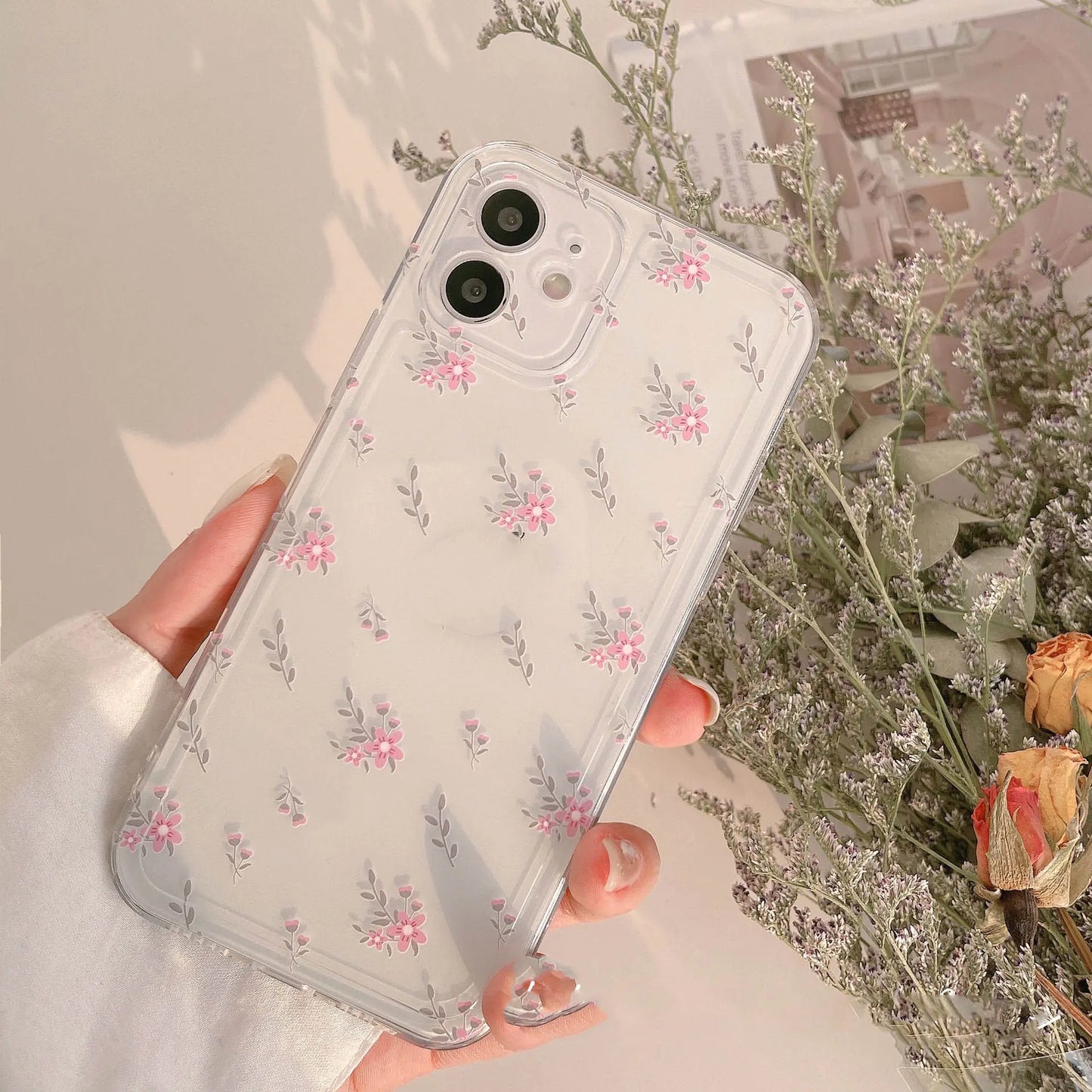 Transparent Floral Soft Cover Phone Case