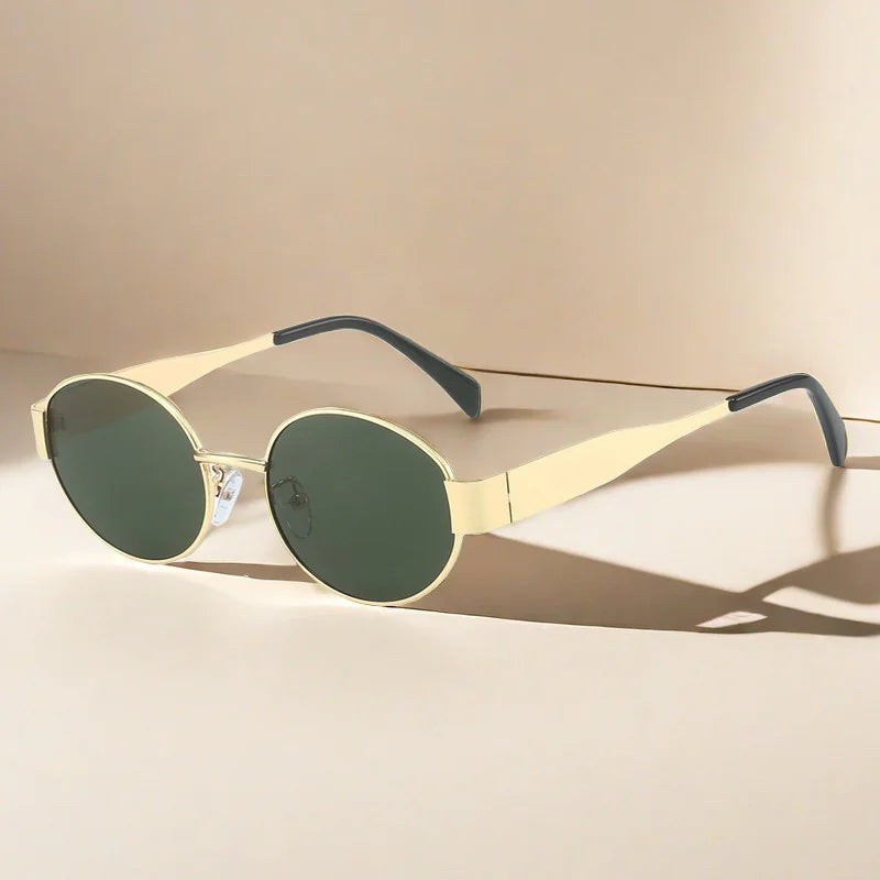 Women's Oval Metal Vintage Sunglasses