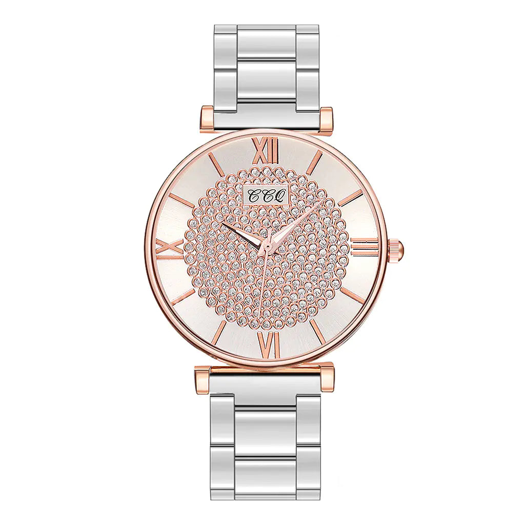Fashionable Alloy Steel Women's Watch with Roman Numerals