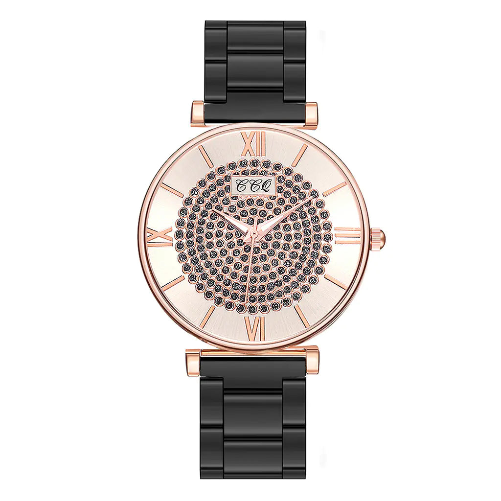 Fashionable Alloy Steel Women's Watch with Roman Numerals