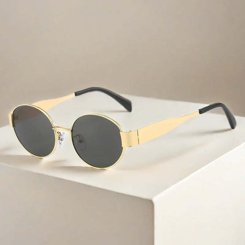 Women's Oval Metal Vintage Sunglasses