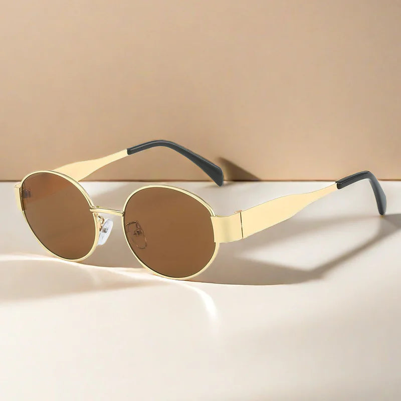 Women's Oval Metal Vintage Sunglasses