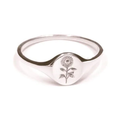 Creative Sunflower Print Ring Jewelry Design