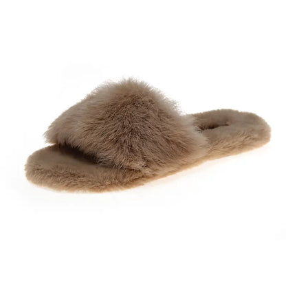 Candy Color Plush Slippers for Fashionable Outer Wear