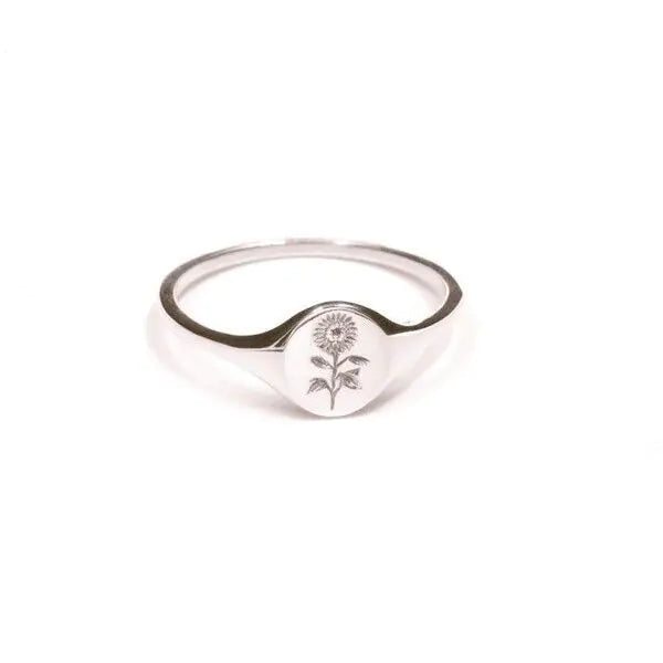 Creative Sunflower Print Ring Jewelry Design