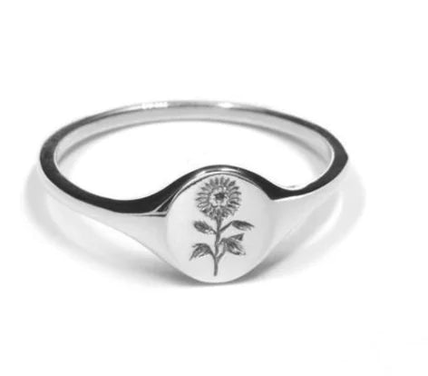 Creative Sunflower Print Ring Jewelry Design
