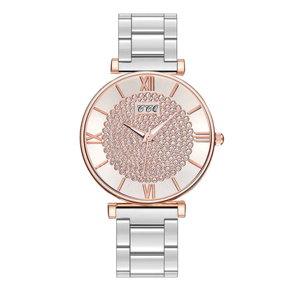 Fashionable Alloy Steel Women's Watch with Roman Numerals