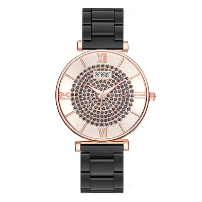 Fashionable Alloy Steel Women's Watch with Roman Numerals
