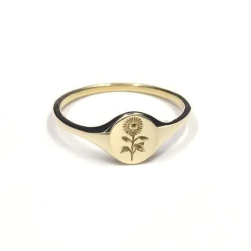 Creative Sunflower Print Ring Jewelry Design