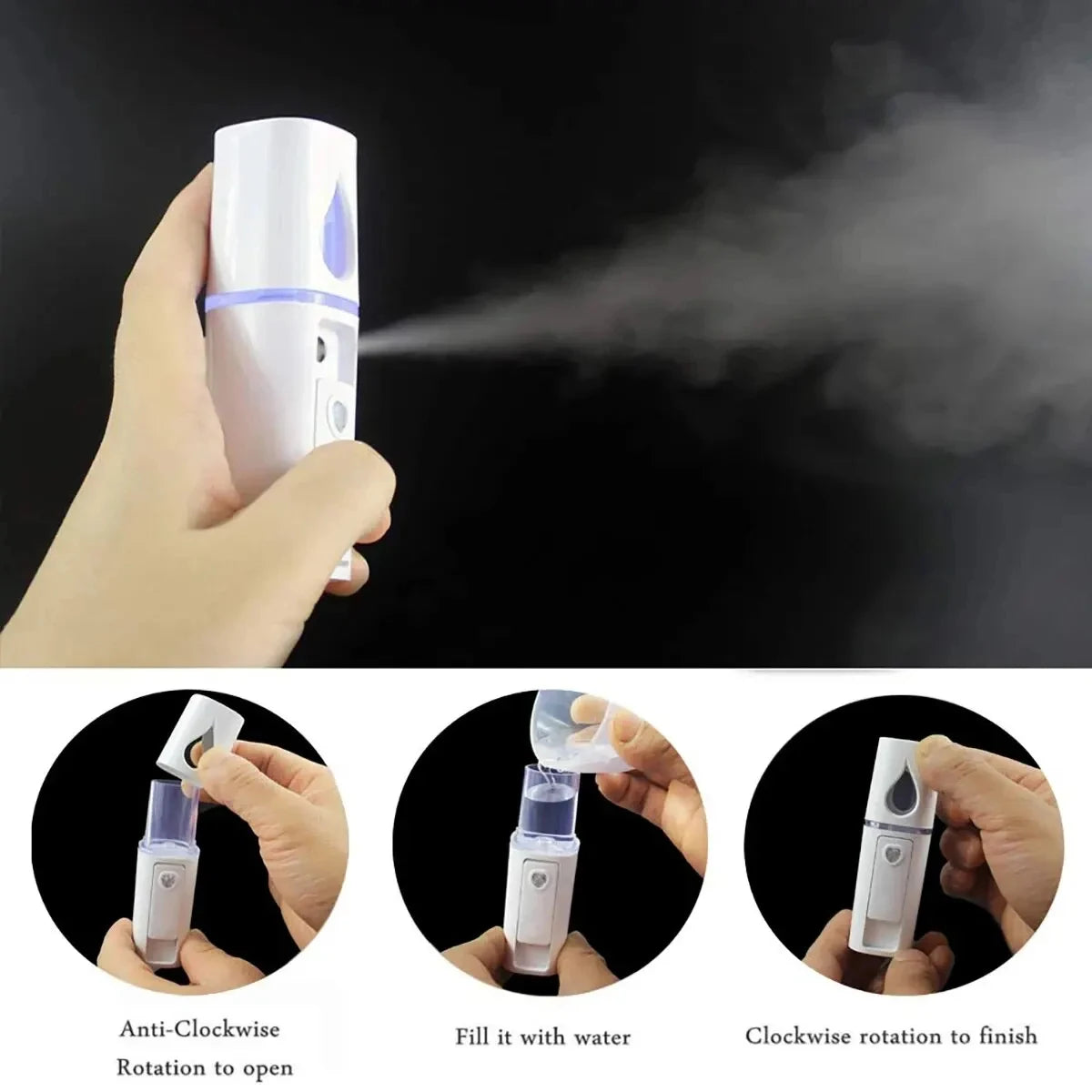 20ml Portable Nano Facial Sprayer - USB Rechargeable Handheld Face Steamer & Air Humidifier for On-The-Go Hydrating Skin Care