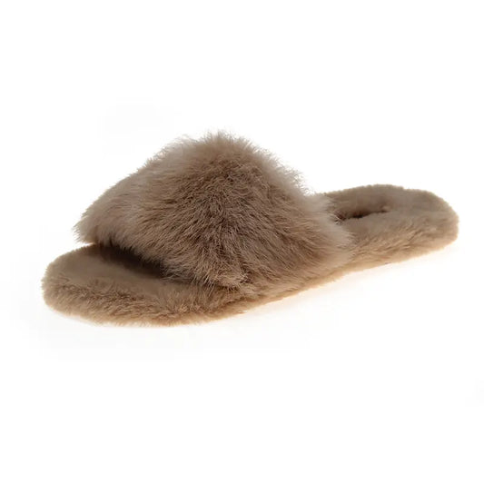 Candy Color Plush Slippers for Fashionable Outer Wear