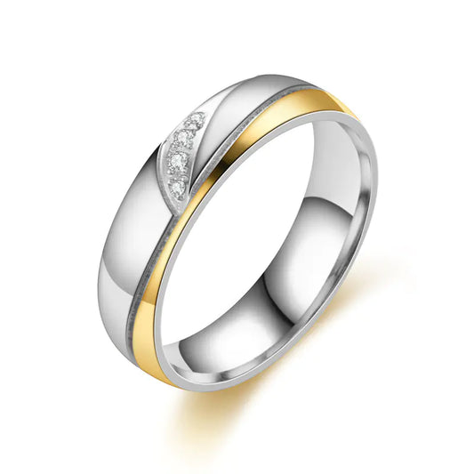 Diamond Encrusted Stainless Steel Couple Rings Set