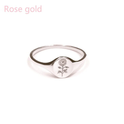 Creative Sunflower Print Ring Jewelry Design