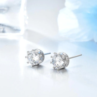 Crown Stud Earrings Diamond Studded Wholesale Alloy Jewelry Zircon Earrings Women Allergy Silver Stud Earrings